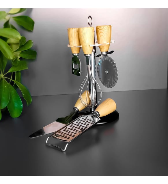 Mini Stantlı Rende Spatula Çırpıcı Kesici Mutfak Takımı 6 lı Set